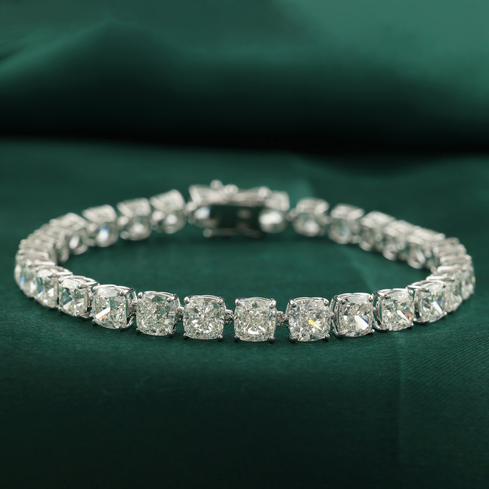 19.49ct Natural Cushion Cut Diamond Tennis Bracelet with timeless elegance