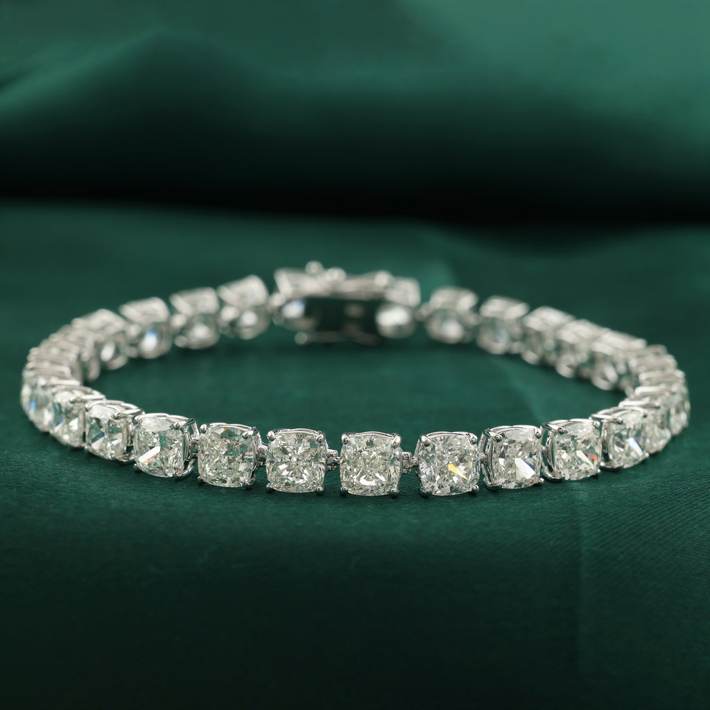 Cushion Diamond Tennis Bracelet 14K Gold 19.49 Ct