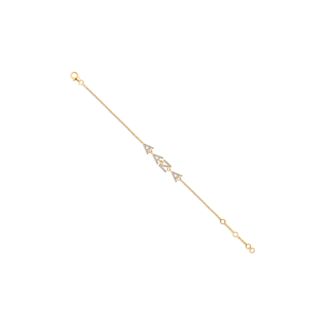 Minimalist Fine Gold Natural Diamond Initial Charm Bracelet