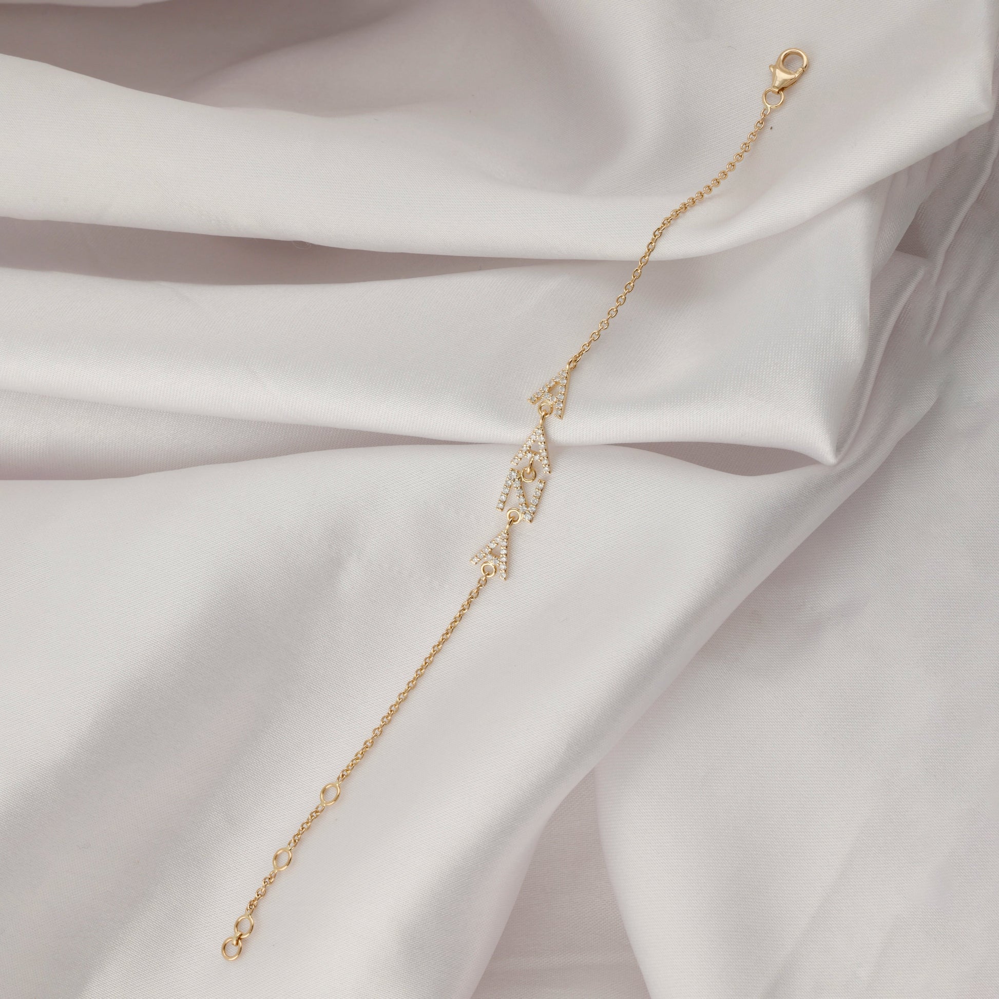Minimalist Fine Gold Natural Diamond Initial Charm Bracelet