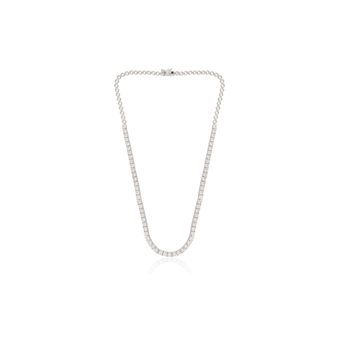 Exquisite Gold Round Cut Natural Diamond Tennis Necklace Fine Jewelry