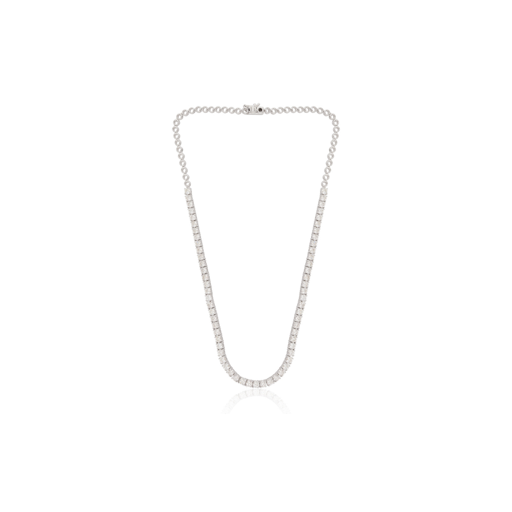 Exquisite Fine Gold Round Cut Natural Diamond Tennis Necklace