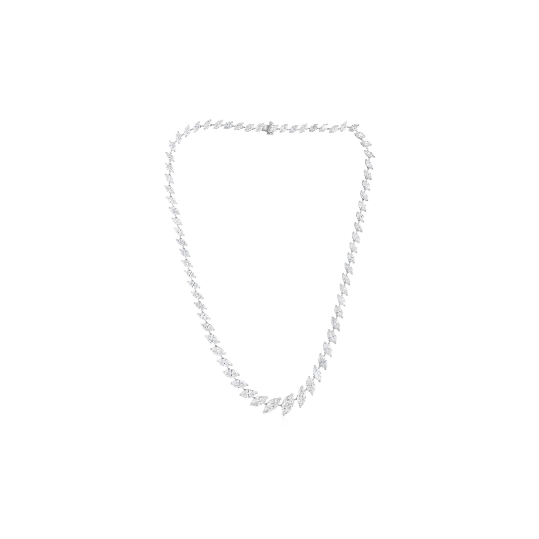 Genuine Fine Gold Natural Marquise Cut Diamond Wedding Chain Necklace