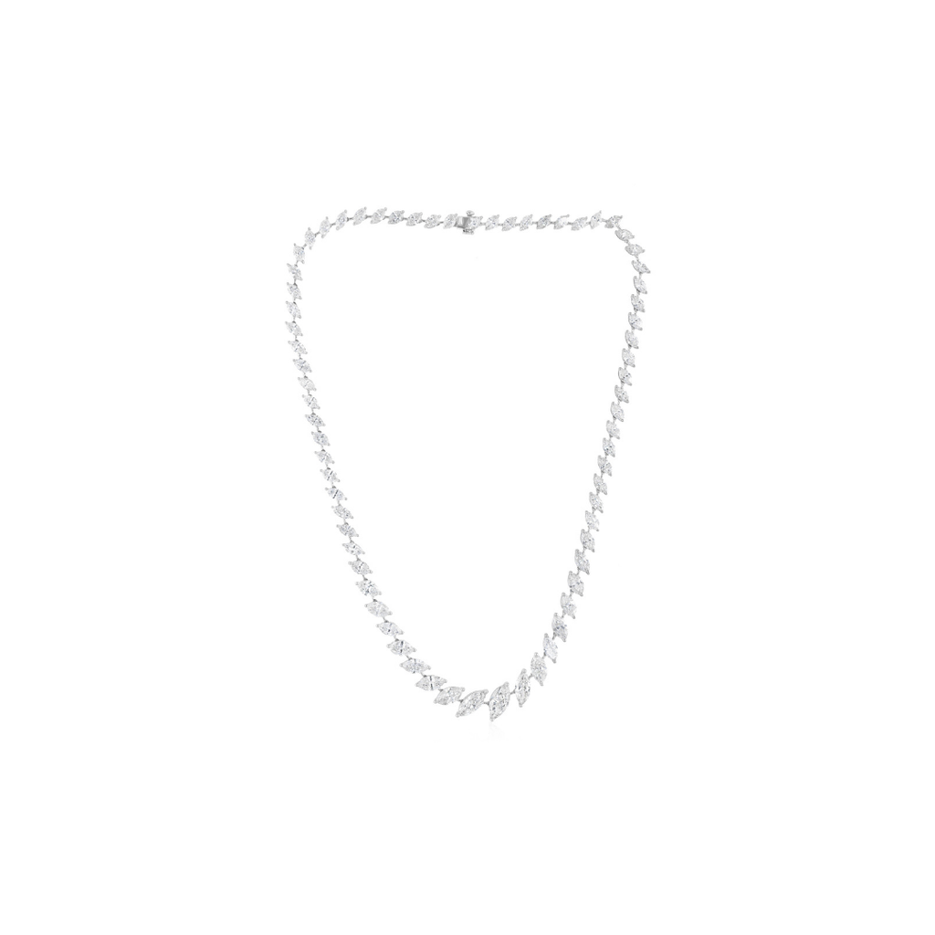 Genuine Fine Gold Natural Marquise Cut Diamond Wedding Chain Necklace