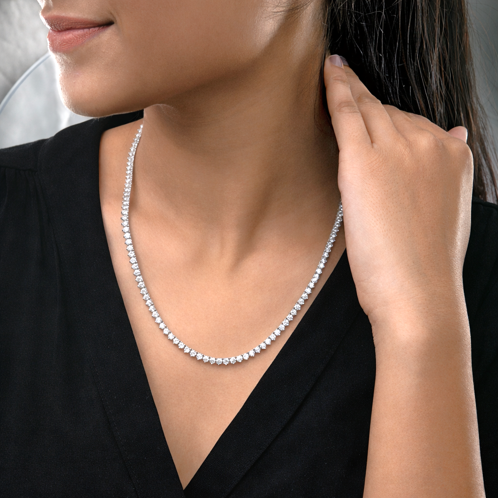 16.59ct Natural Round Diamond Tennis Chain Necklace