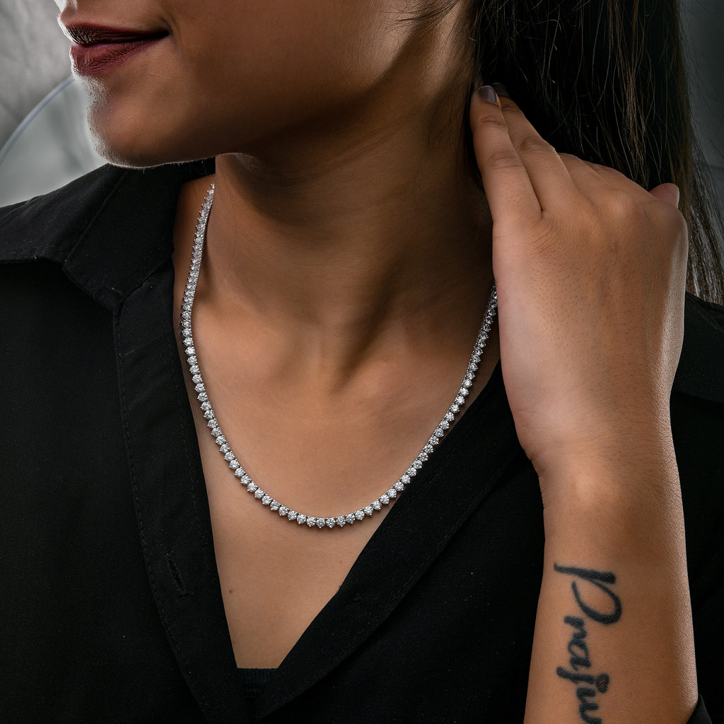16.59 Carat Natural Round Diamond Tennis Chain Necklace