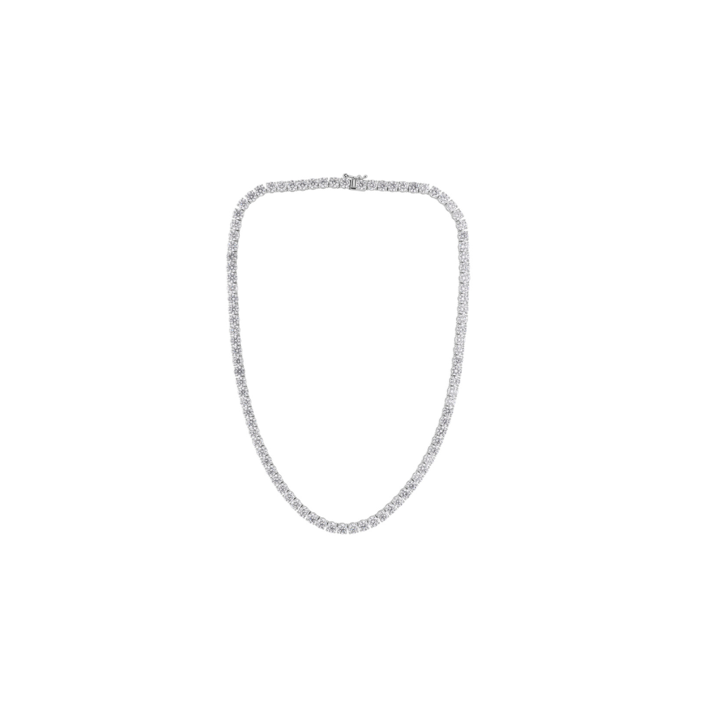 Genuine Round Brilliant Cut Diamond Tennis Necklace in Fine Gold