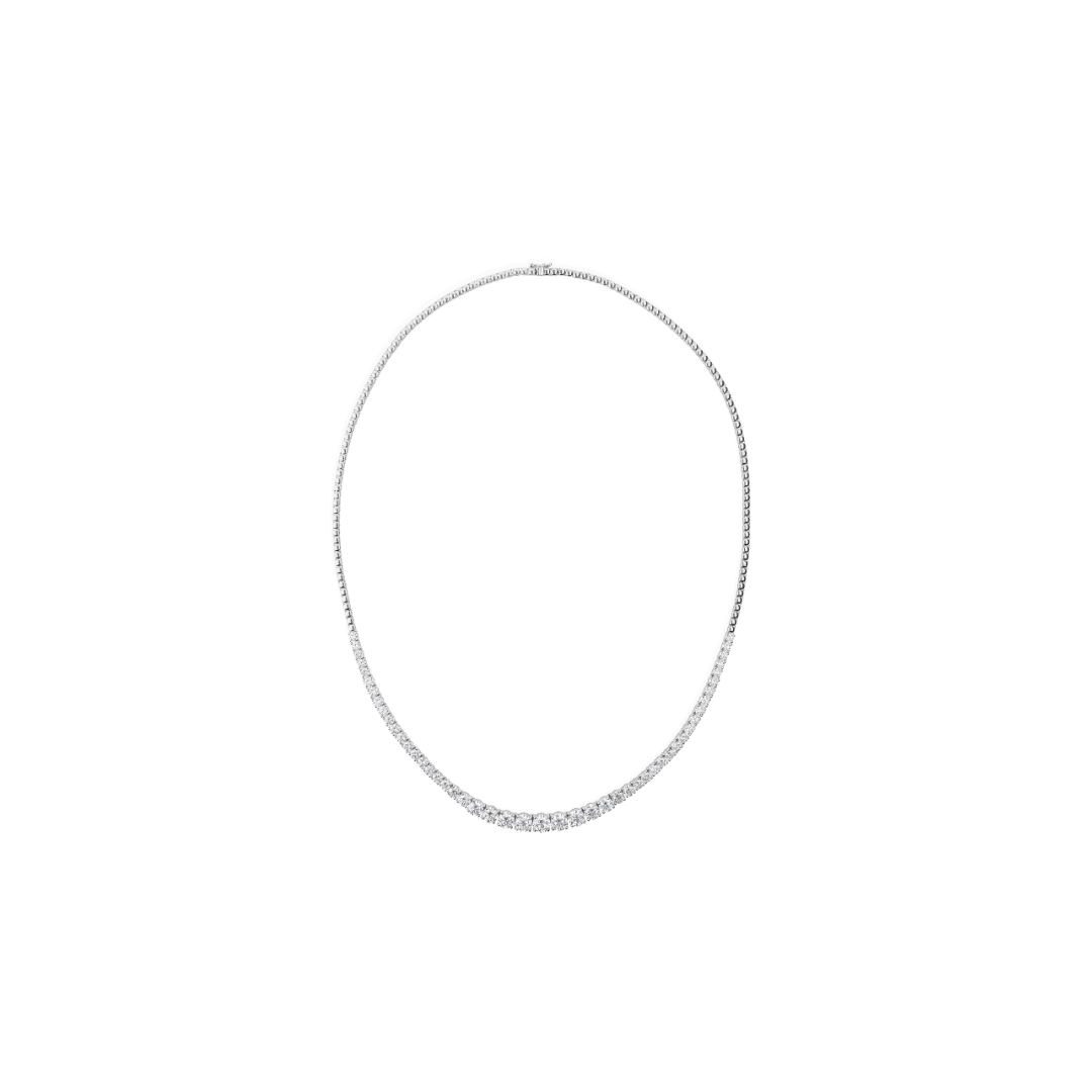 Round Brilliant Cut Natural Diamond Graduated Tennis Chain Necklace