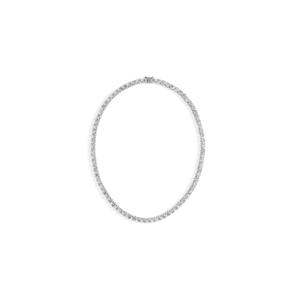 Timeless Round Brilliant Cut Natural Diamond Tennis Necklace