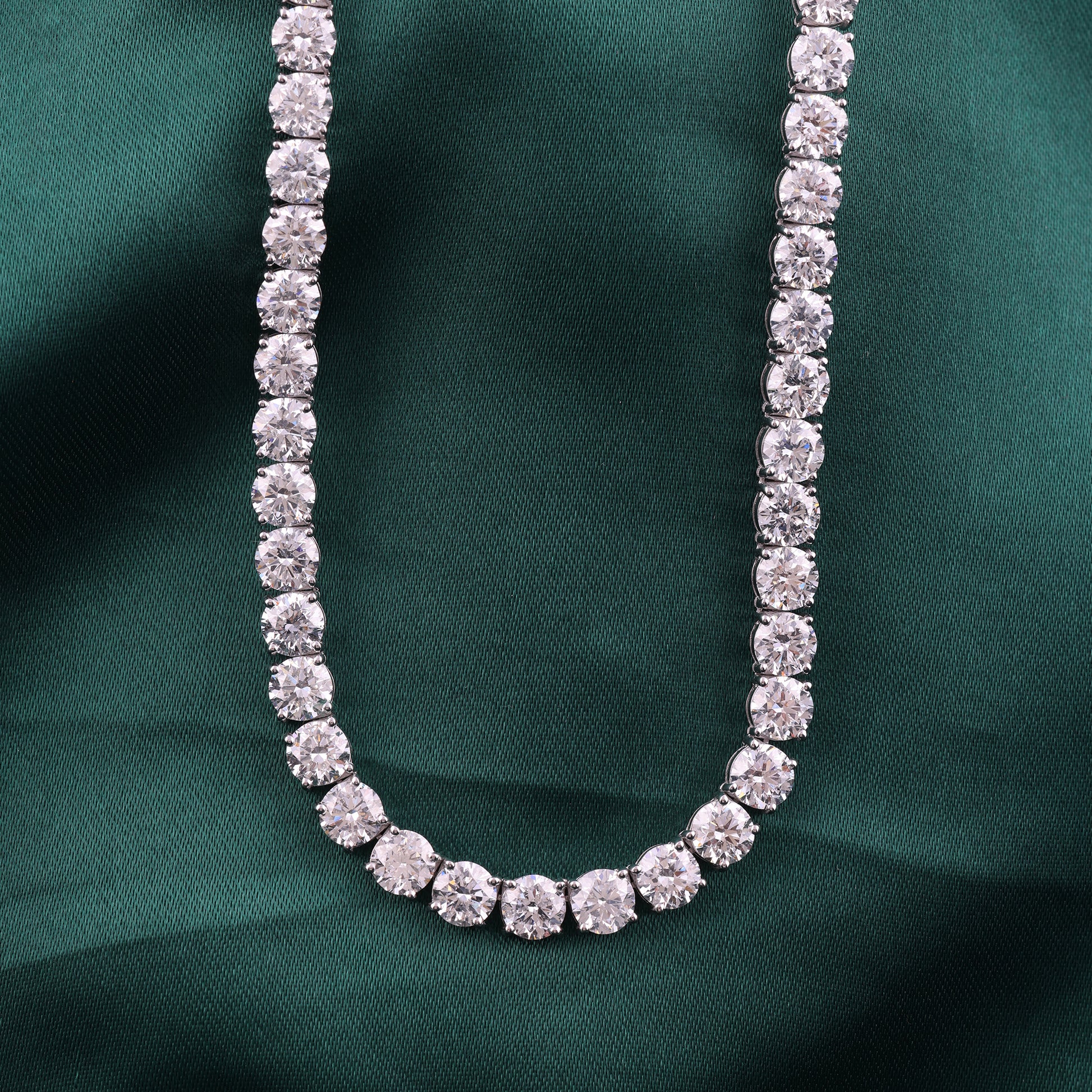 Timeless Round Brilliant Cut Natural Diamond Tennis Necklace