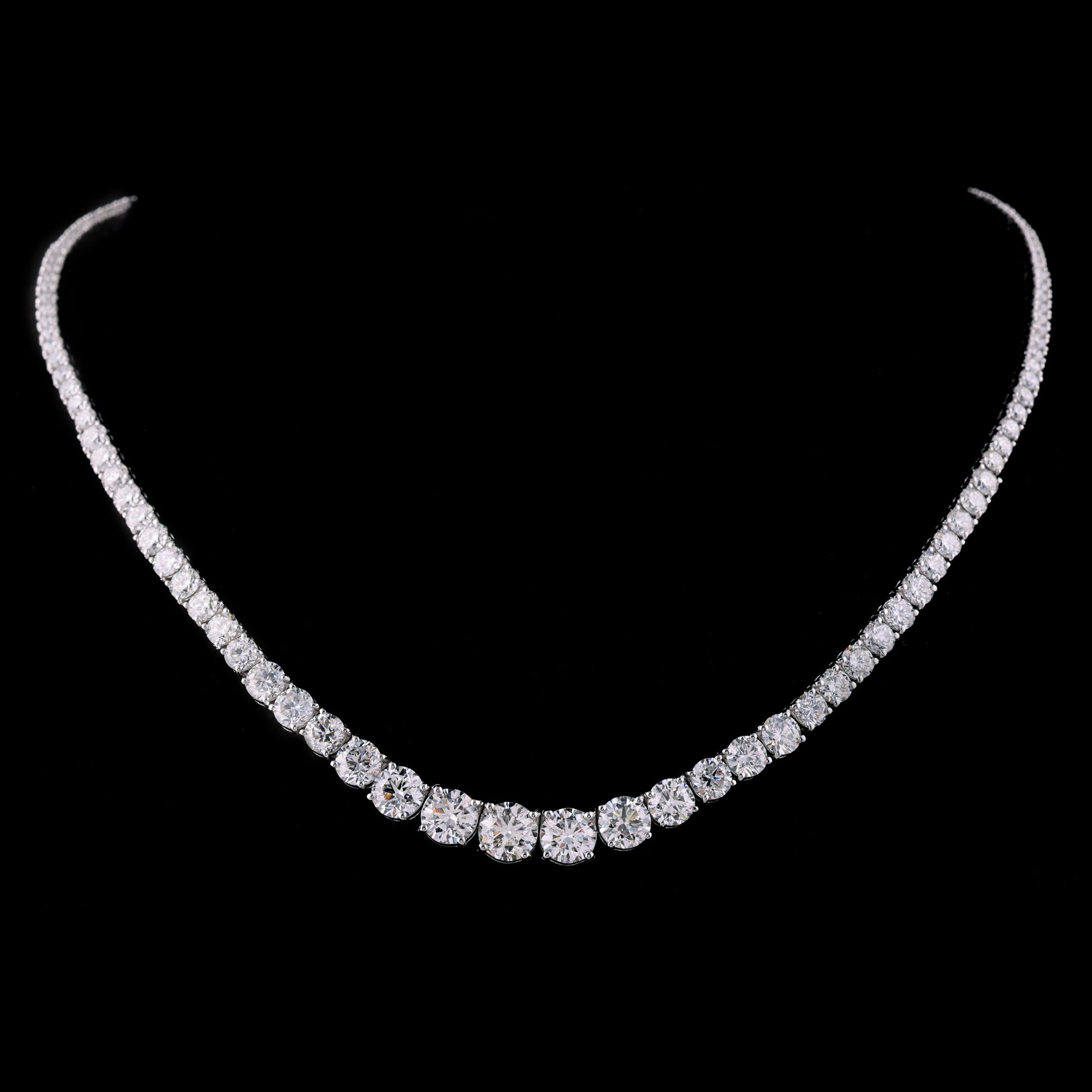 Diamond Tennis Necklace 15ct Round Cut Natural 14K Gold