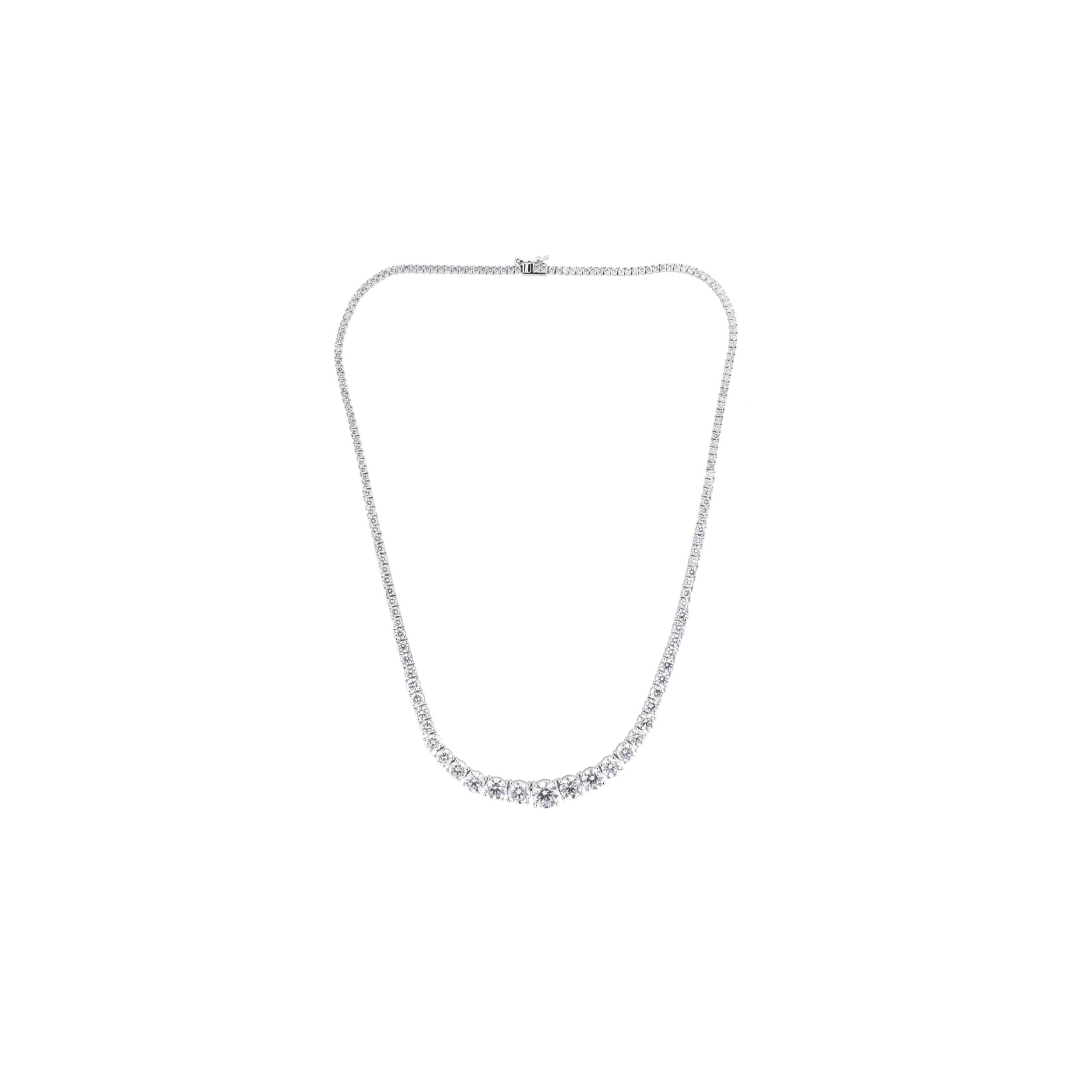 Diamond Tennis Necklace 15ct Round Cut Natural 14K Gold