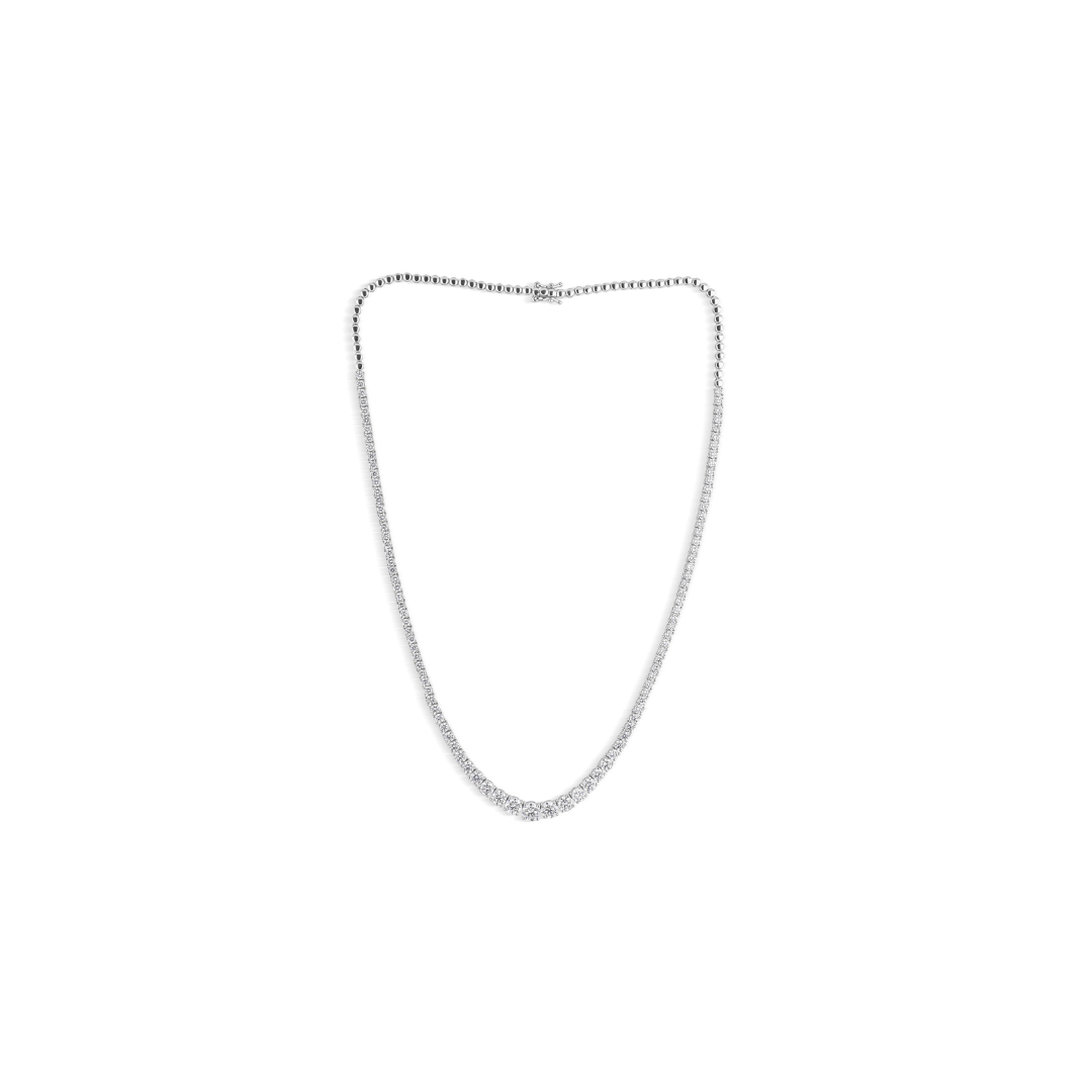 Diamond Tennis Necklace 6ct Round Cut Natural 14K Gold