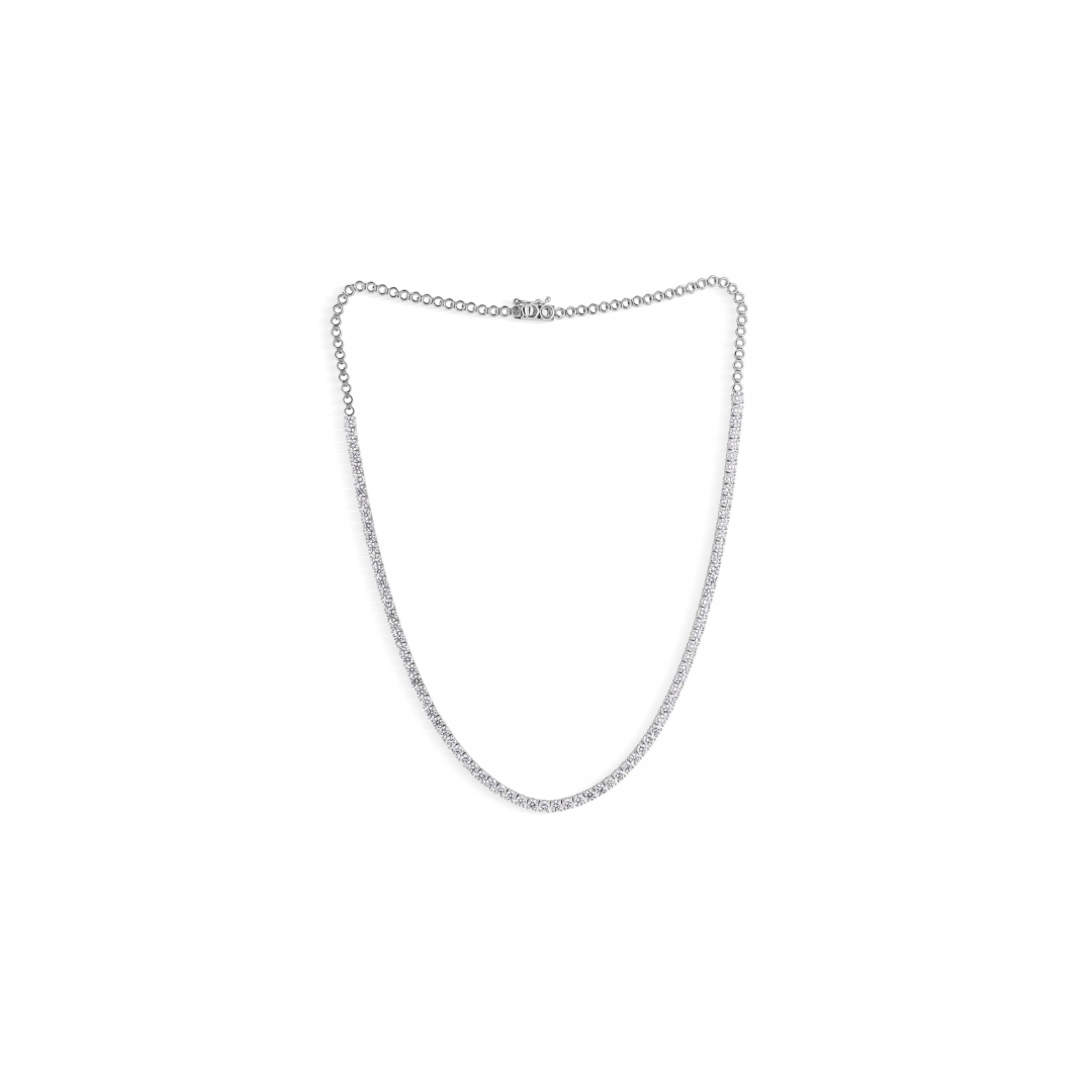 Diamond Tennis Necklace 7ct Round Natural 14K Gold Women