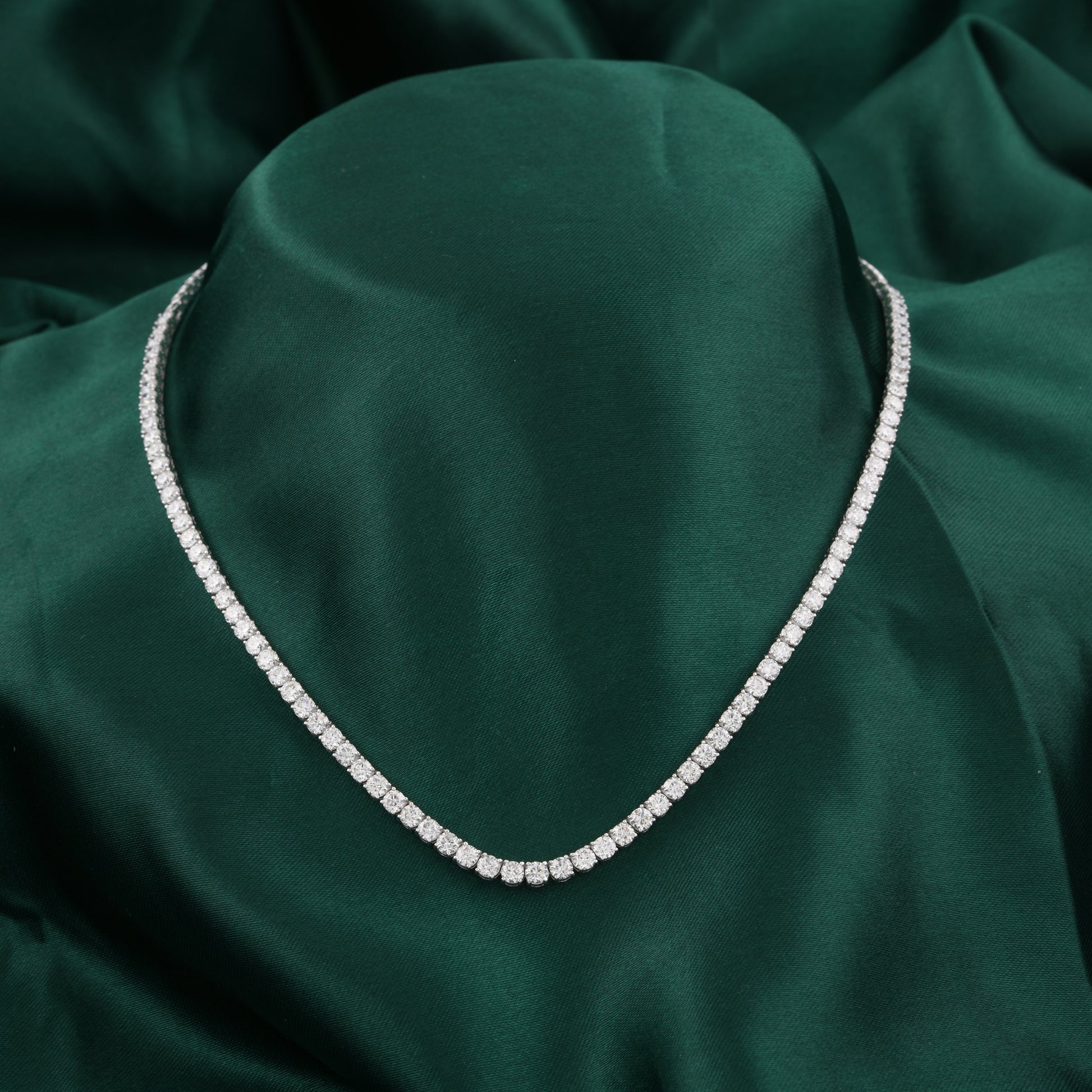 Diamond Tennis Necklace 7ct Round Natural 14K Gold Women