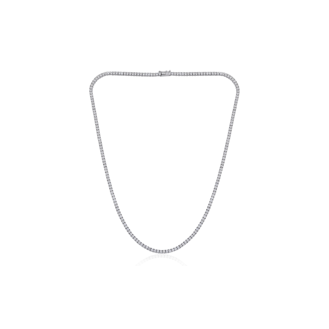 Minimalist Fine Gold 6.60 Carat Natural Diamond Tennis Necklace