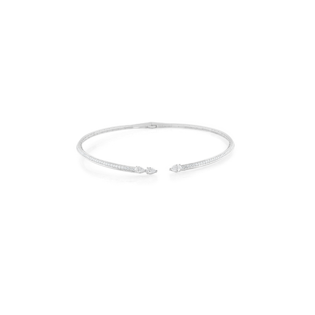 3.86 Ct. Real SI/H Pear Diamond Choker Gold Necklace for Women