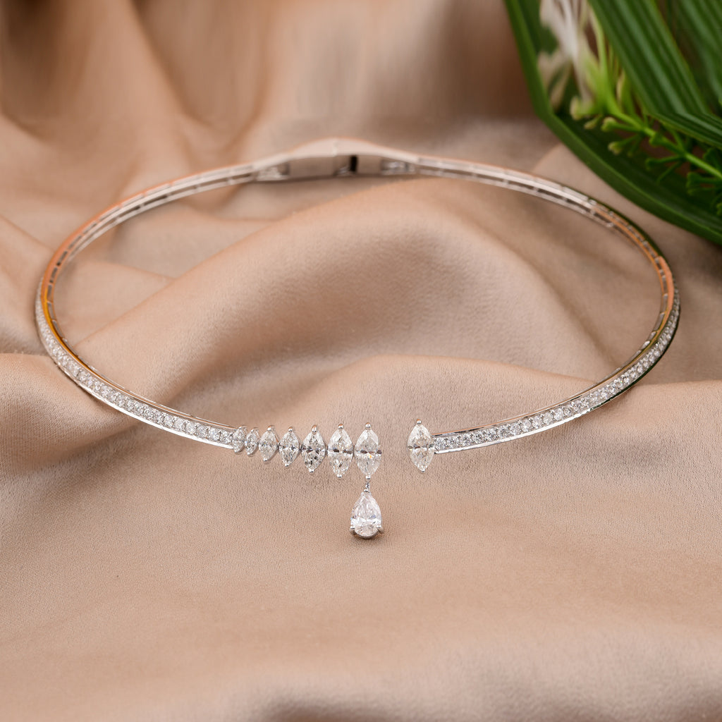7.11 Carat Pear Drop Natural Diamond Choker Wedding Necklace