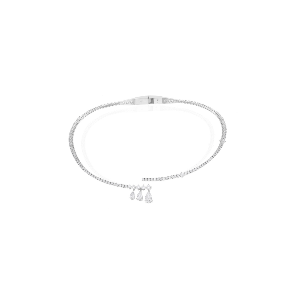 SI Clarity HI Color Pear Drop Gold Natural Diamond Wedding Choker Necklace