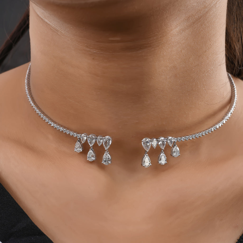 6.79 Ct. Luxury Teardrop Diamond Choker Minimalist Necklace for Her