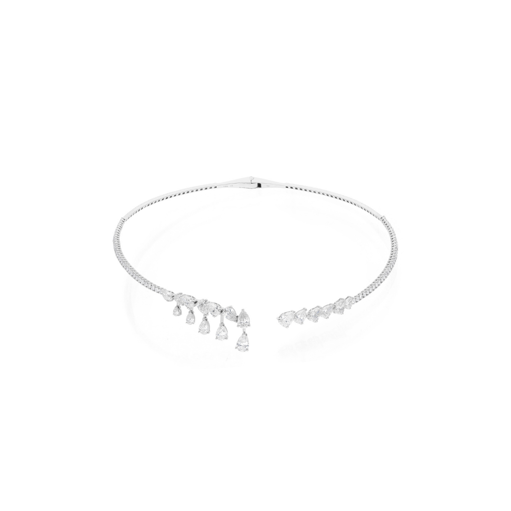 7.56 Ct Pear Round Cut Diamond Drop Style Choker Necklace for Bridal Gift