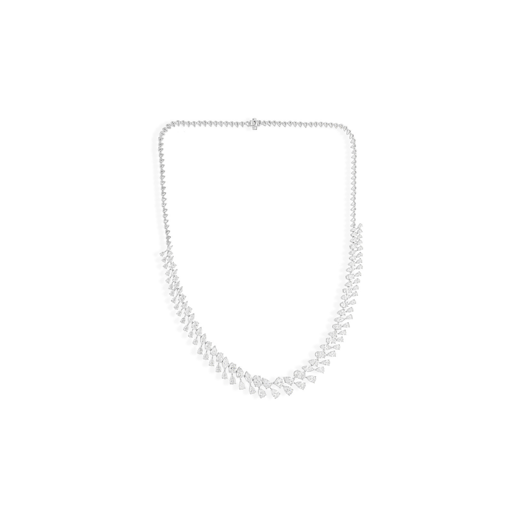 13.8 Ct Designer Cluster Diamond Necklace with Mixed Cuts Perfect for Bridal and Occasion