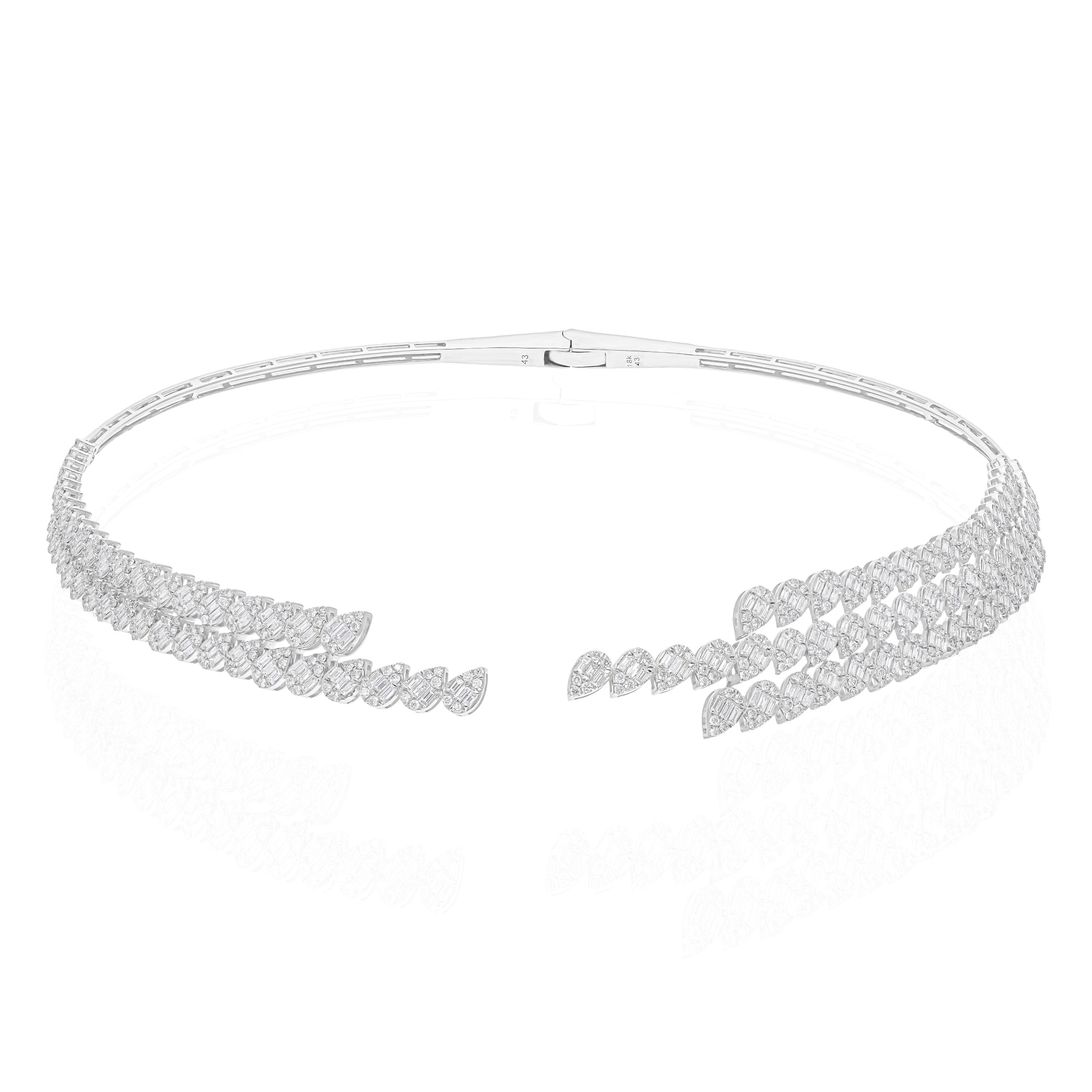 Baguette Cut Natural Diamond Minimalist Gold Choker Necklace