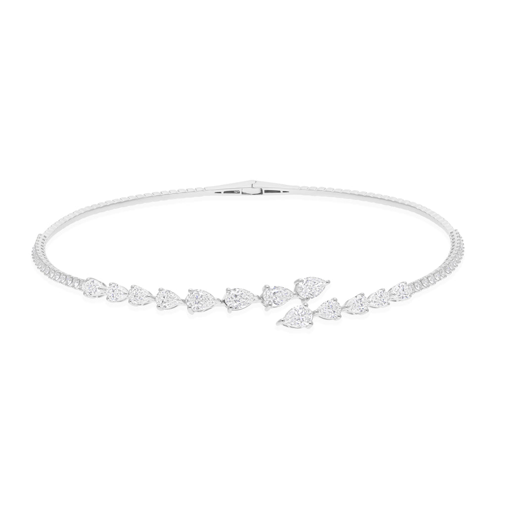 Exquisite Natural Diamond Choker Necklace with Pear Round Shaped Stones