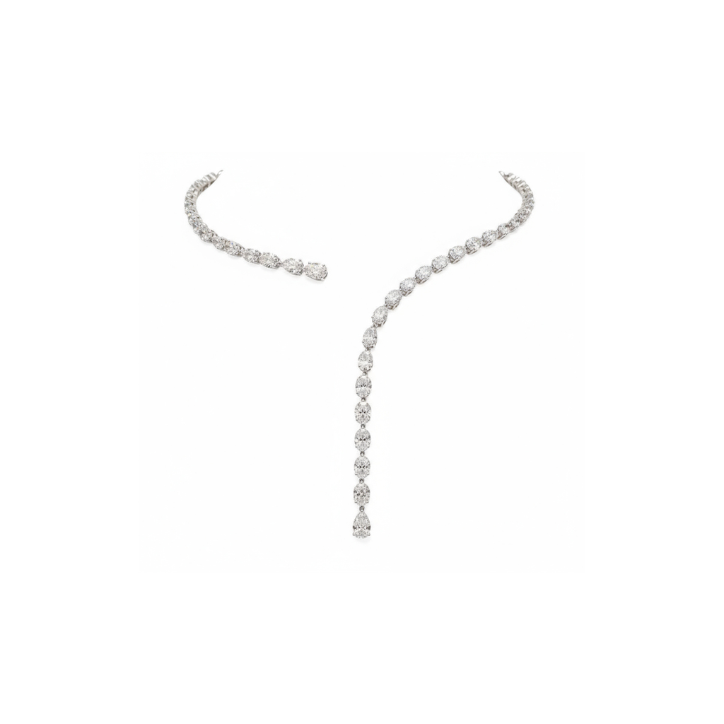 Unique 17.77 Carat Natural Diamond Open Collar Wrap Bridal Choker Necklace