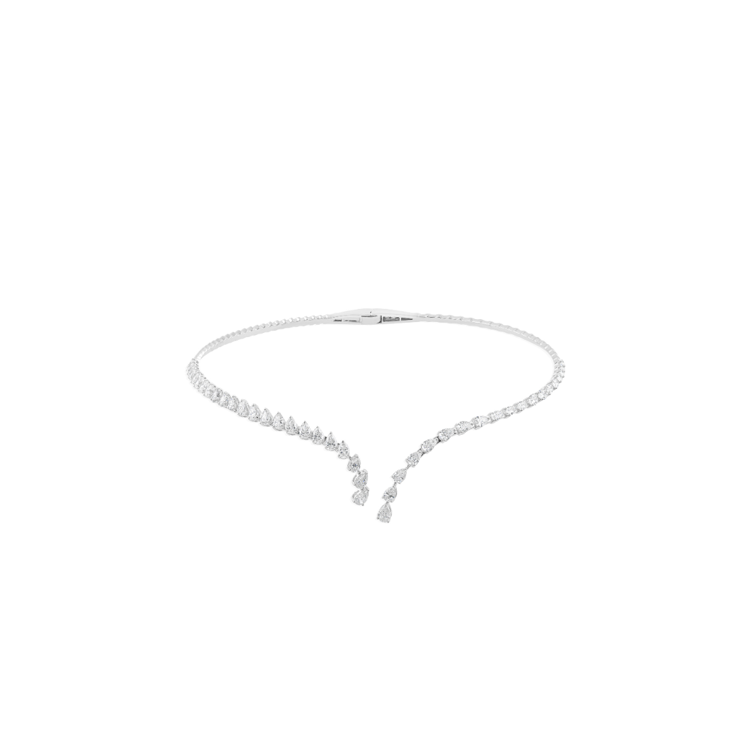 Minimalist Open Front Natural Diamond Choker Necklace for Women