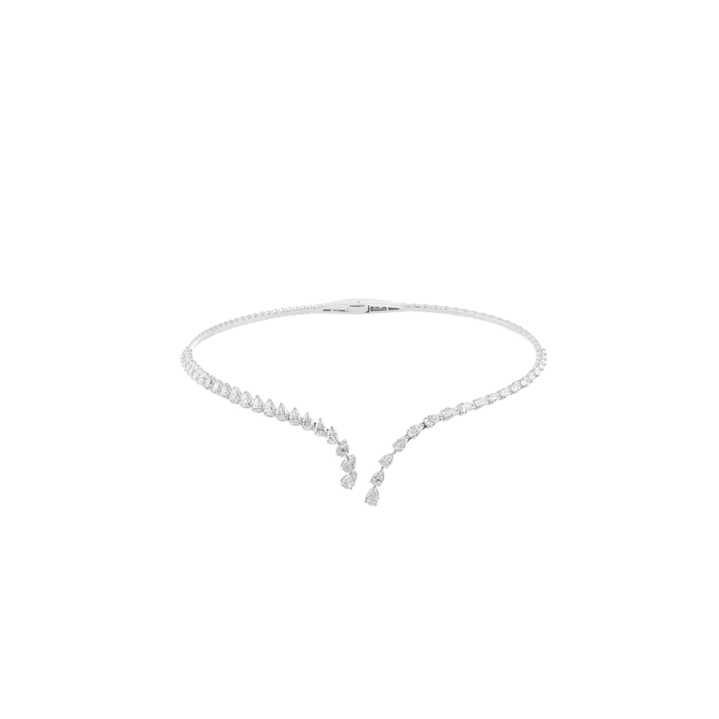 Minimalist Open Front Natural Diamond Choker Necklace for Women