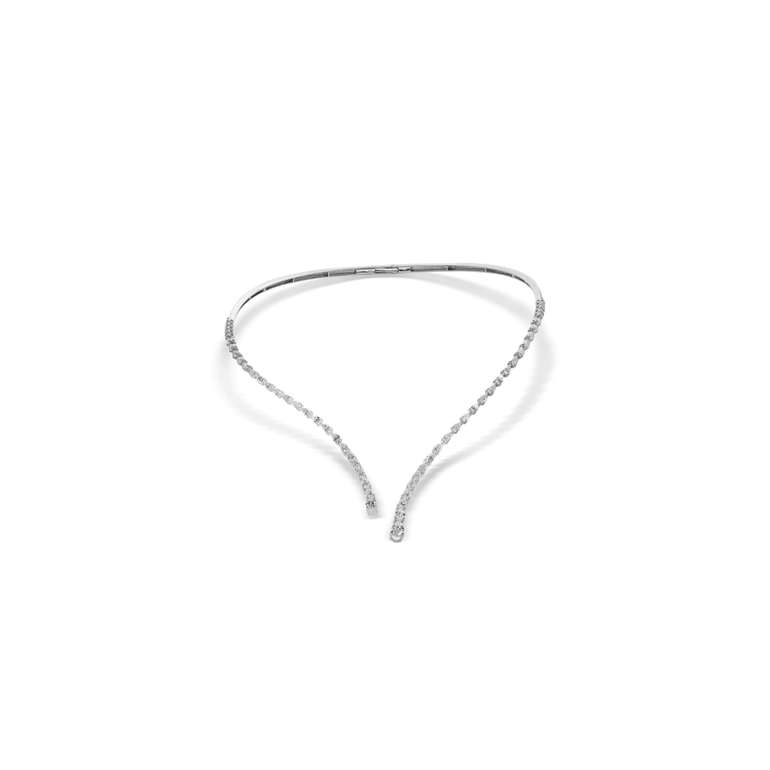 Graduated Natural Pear Shaped Diamond Open Choker Necklace