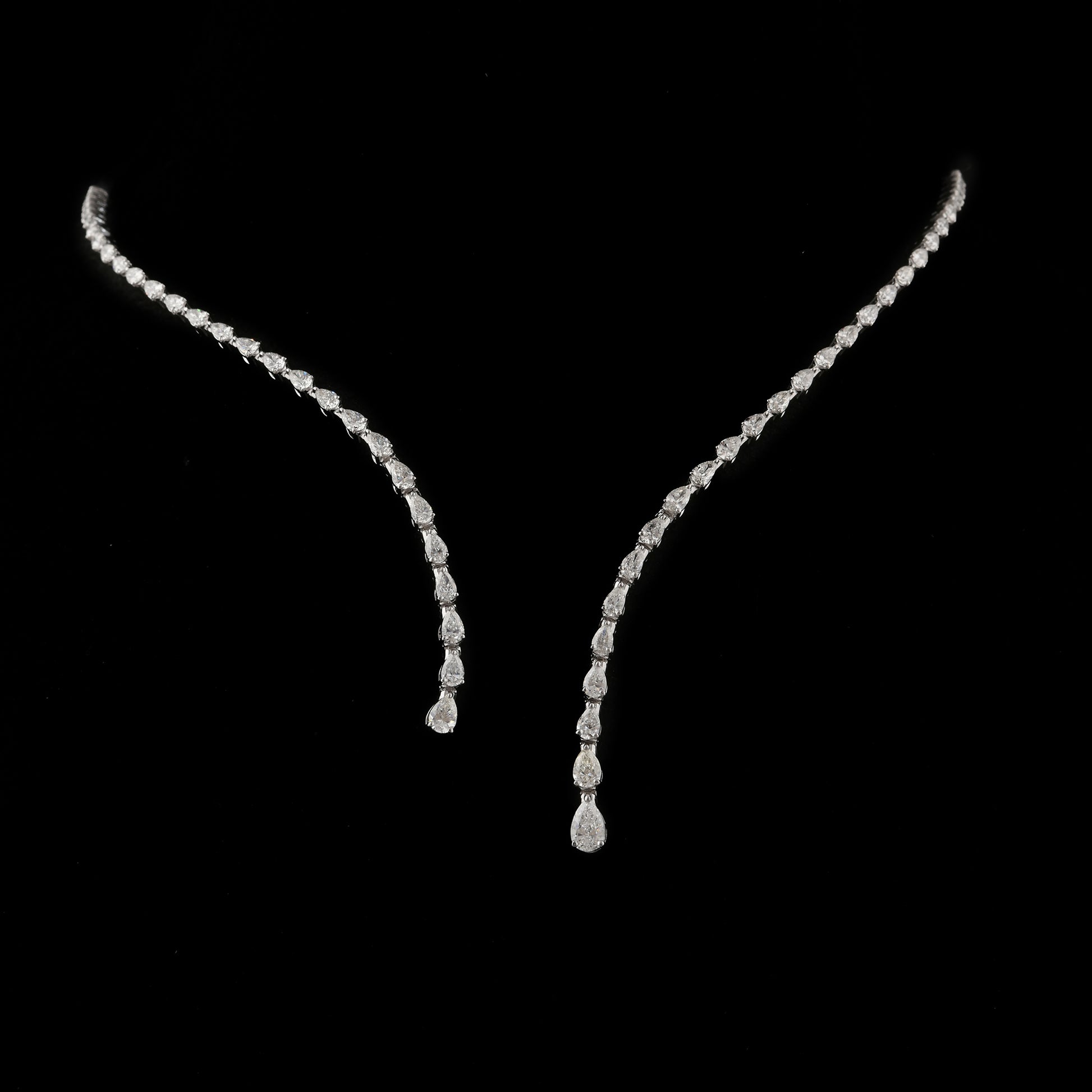 Graduated Natural Pear Shaped Diamond Open Choker Necklace