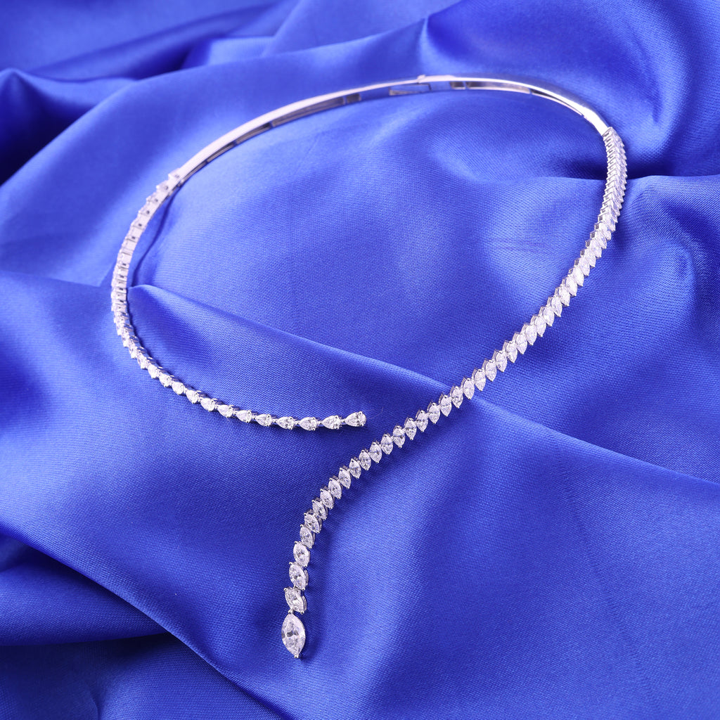 Exquisite Pear Marquise Cut Natural Diamond Choker Necklace