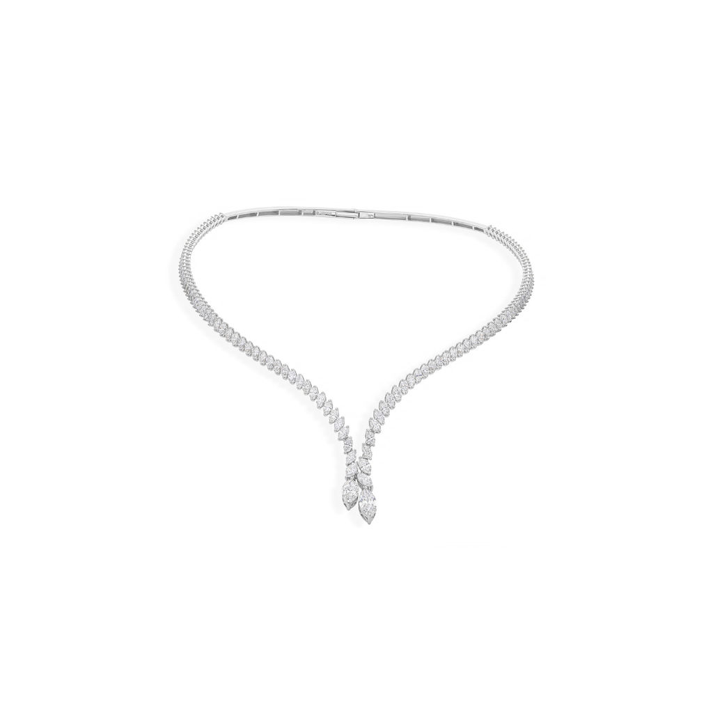 Handcrafted Fine Gold Natural Diamond V Shaped Choker Necklace