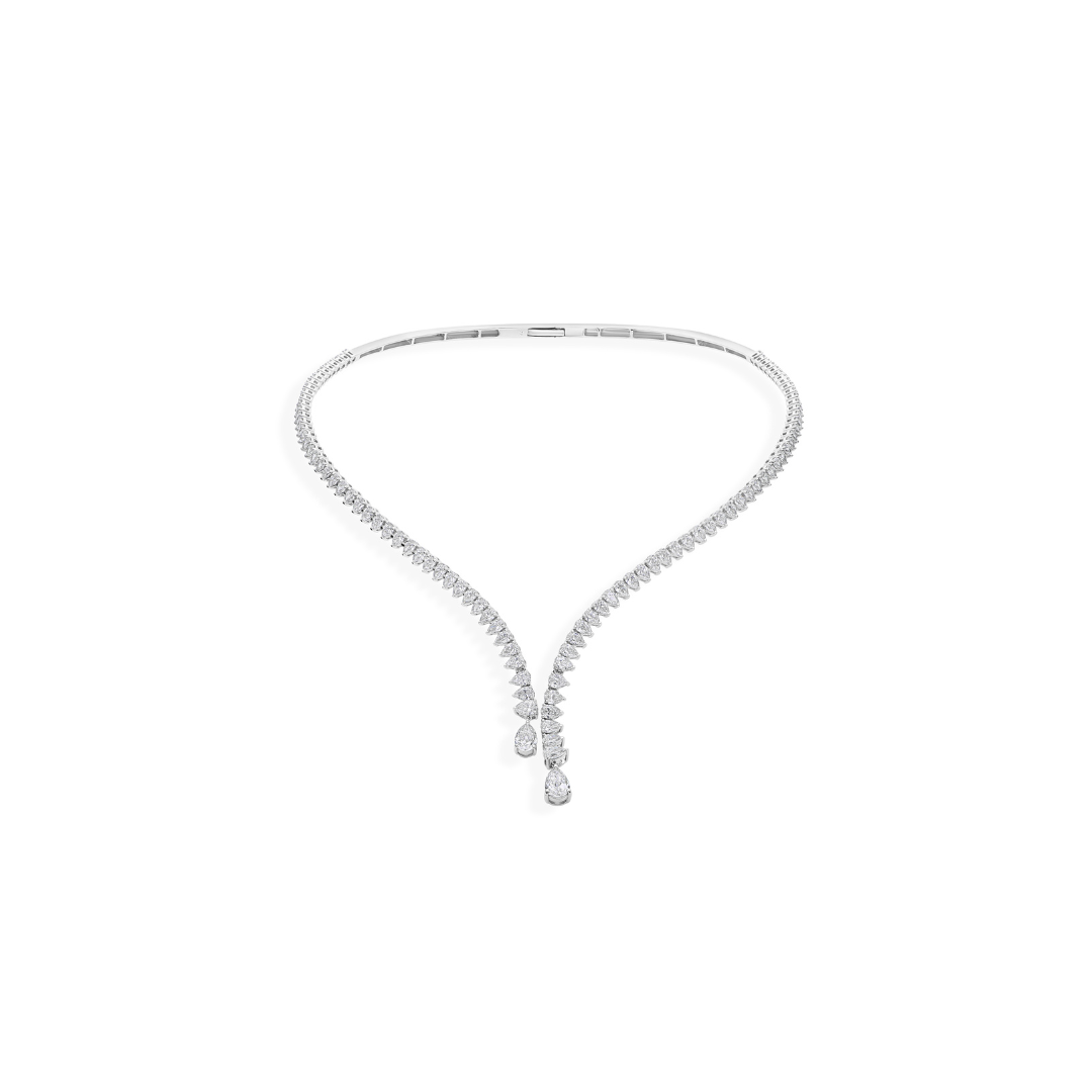 Exclusive 8.06 Carat Natural Diamond Pear Drop Choker Necklace