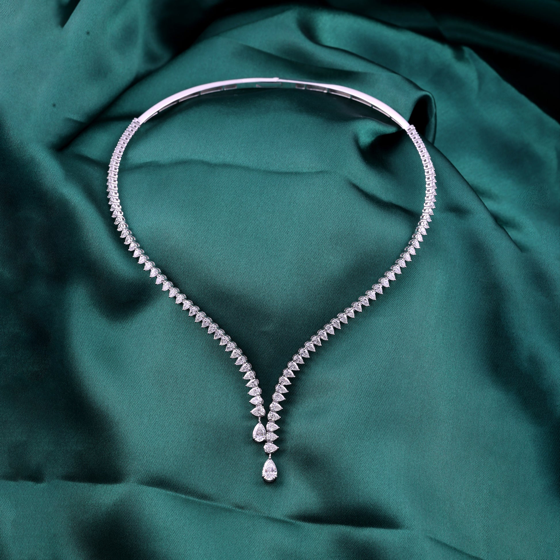 Exclusive 8.06 Carat Natural Diamond Pear Drop Choker Necklace