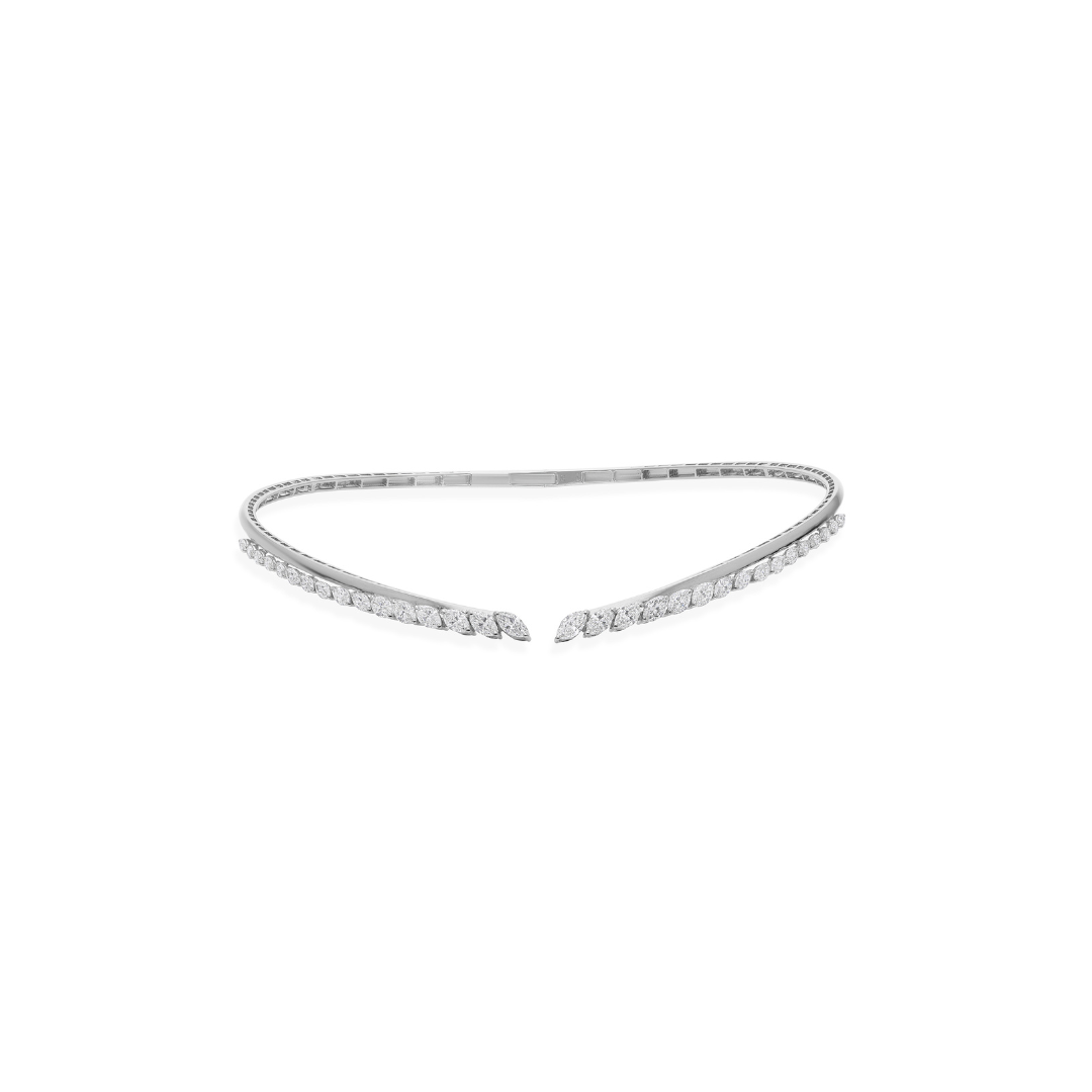 Exclusive 3.91 Carat Marquise Cut Natural Diamond Choker Necklace