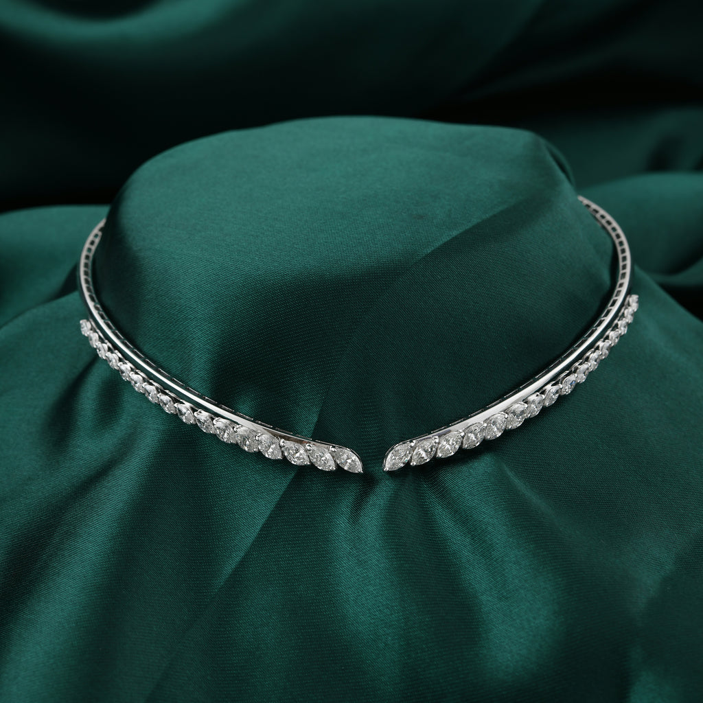 Exclusive 3.91 Carat Marquise Cut Natural Diamond Choker Necklace