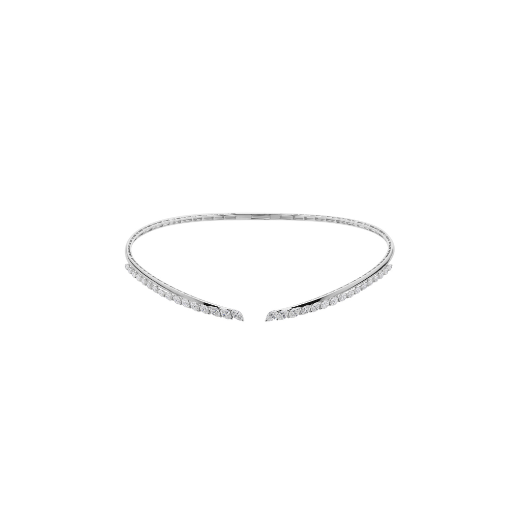 Minimalist Graduated Marquise Cut Natural Diamond Open Choker Necklace