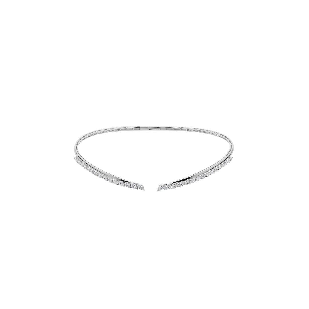 Minimalist Graduated Marquise Cut Natural Diamond Open Choker Necklace