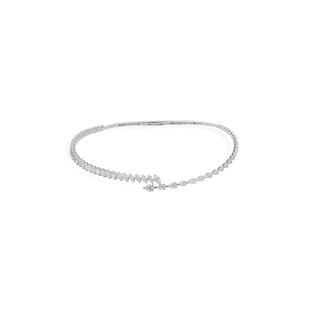 Handmade SI Clarity HI Color Natural Diamond Curved Choker Necklace