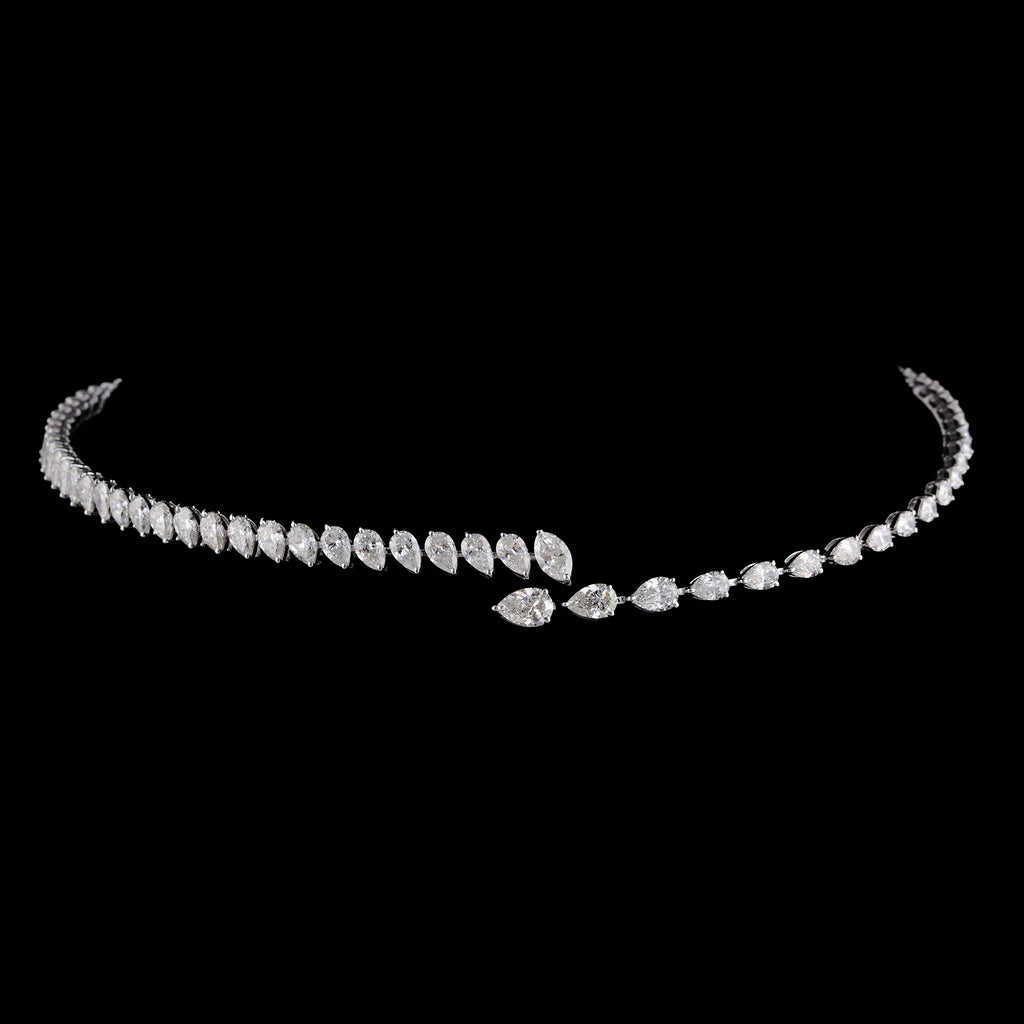 Handmade SI Clarity HI Color Natural Diamond Curved Choker Necklace