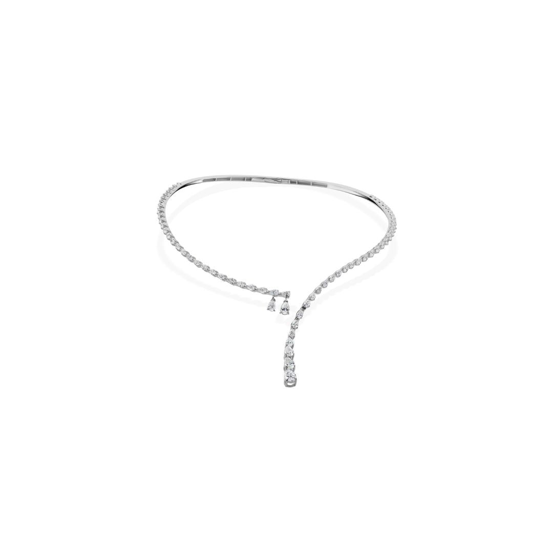 Timeless Fine Gold Graduated Pear Cut Diamond Choker Necklace