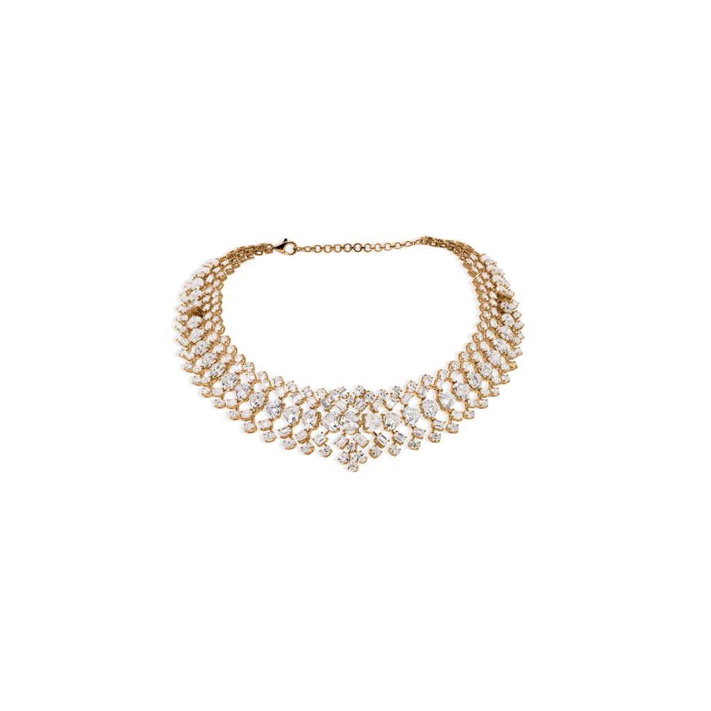 Certified Multi Row Brilliant Cut Natural Diamond Choker Necklace