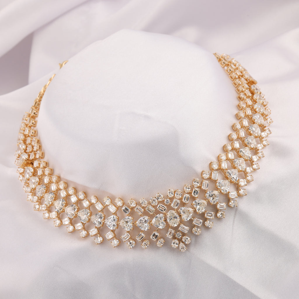 Certified Multi Row Brilliant Cut Natural Diamond Choker Necklace