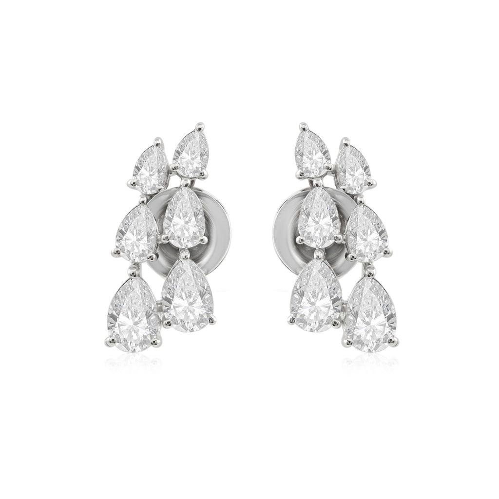 Natural Diamond Pear Cut Stud Earrings in Prong Setting