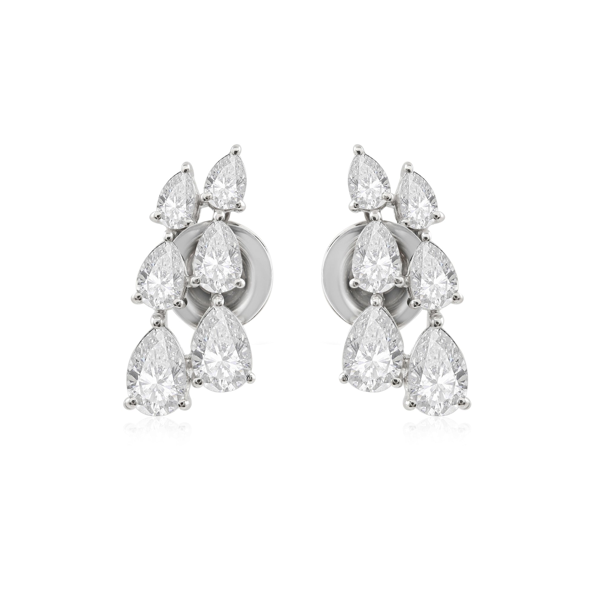 Natural Diamond Pear Cut Stud Earrings in Prong Setting