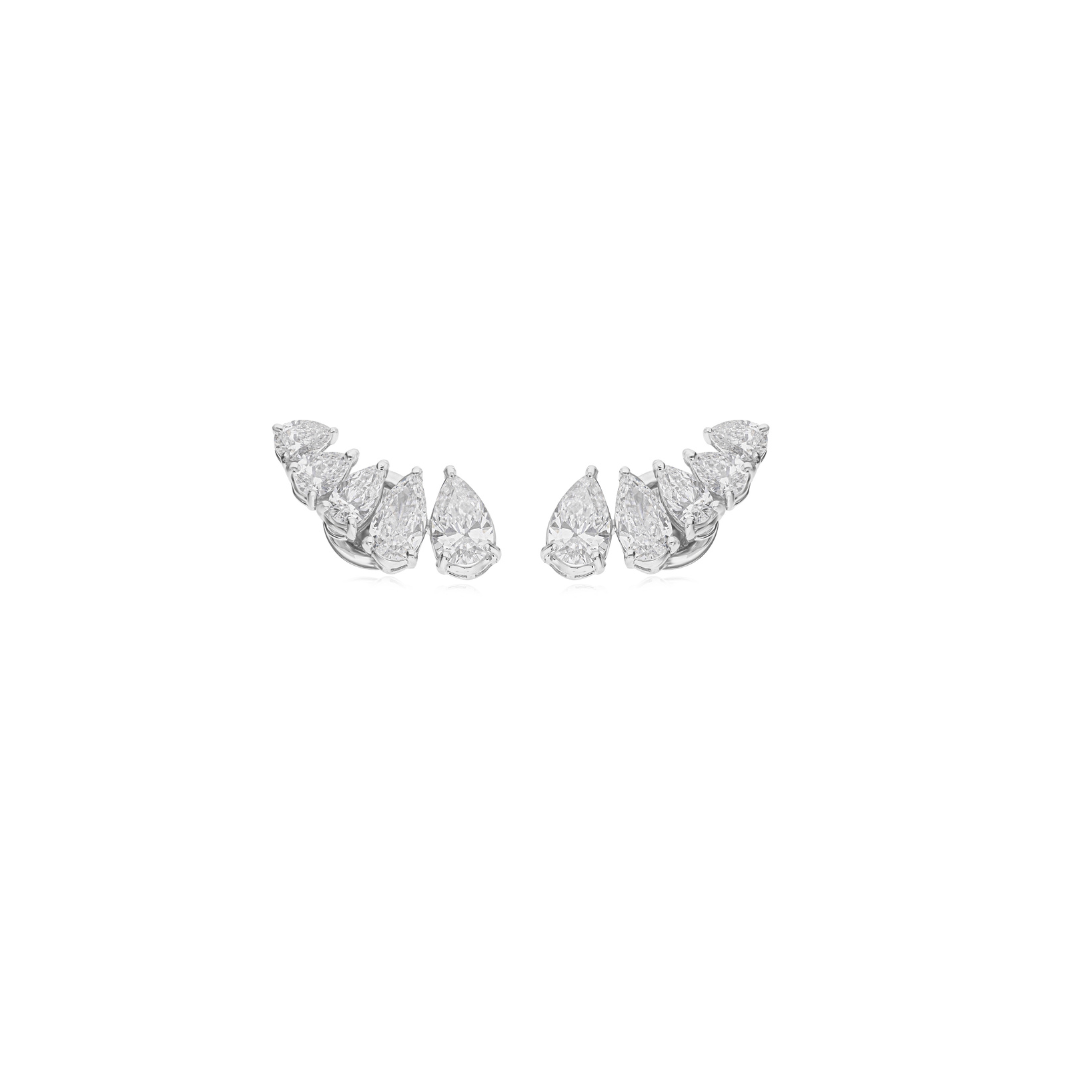 Pear Shape Natural Diamond Ear Climbers Earrings