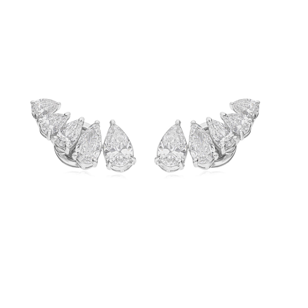 Pear Shape Natural Diamond Ear Climbers Earrings